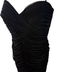 Tadashi Shoji | Black Ruched Bodycon Dress Mini Straps | Sz L